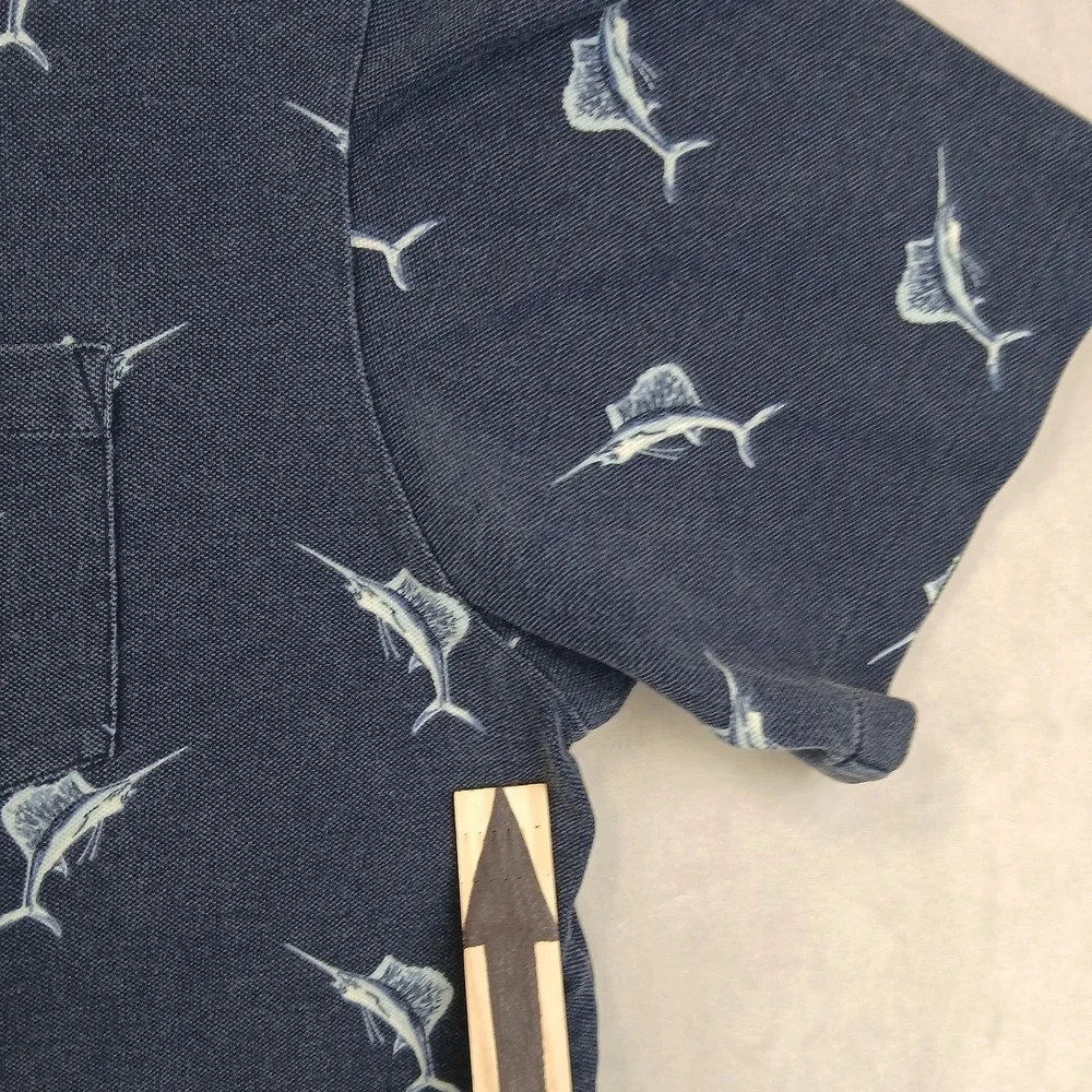 Vintage‎ Polo Ralph Lauren XL Mens Shirt 24x28 Pique Knit Marlin 90s FLAW
